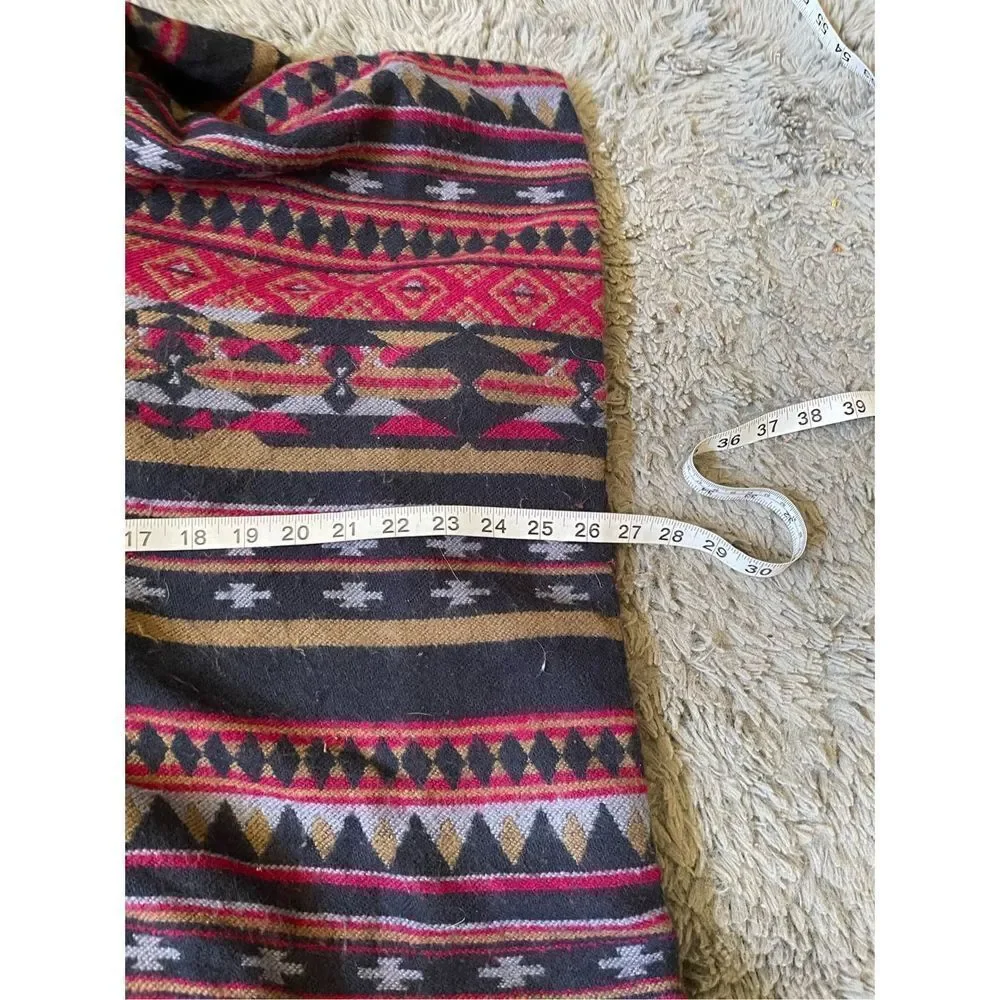 Womens copper key wool like Aztec southwestern print poncho‎ full zip